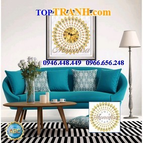 Tranh gắn đá đồng hồ Lông vũ